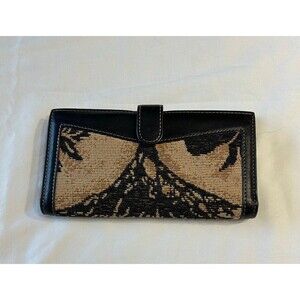 Elegant Black and Tan Tapestry Wallet